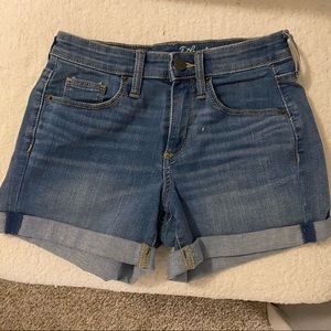 High Waisted Cuffed Denim Shorts
